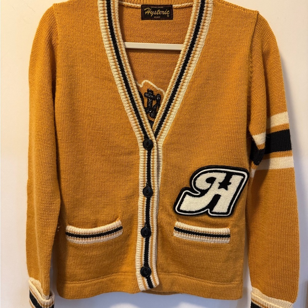 Hysteric Glamour Yellow and Black “Varsity” Style Cardigan, Size S* - Picture 2 of 8